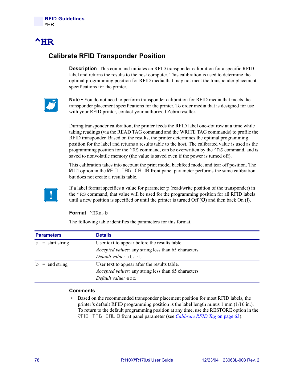 Calibrate rfid transponder position | Zebra Technologies R170XiTM User Manual | Page 90 / 184