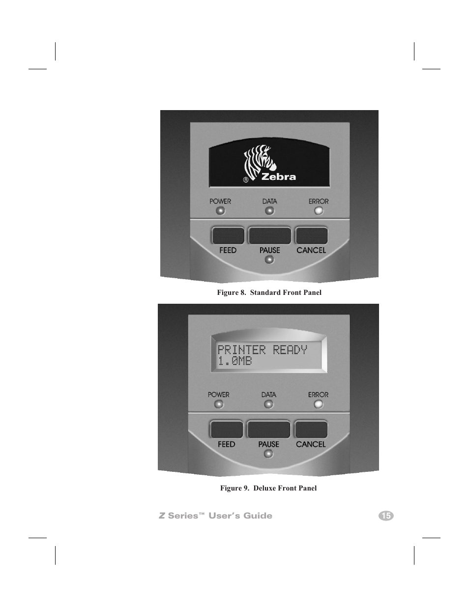 Printer operation, Front panel keys 13, Liquid crystal display 13, 27 | Z series™ user’s guide 15 | Zebra Technologies Zebra Z4000 User Manual | Page 23 / 98