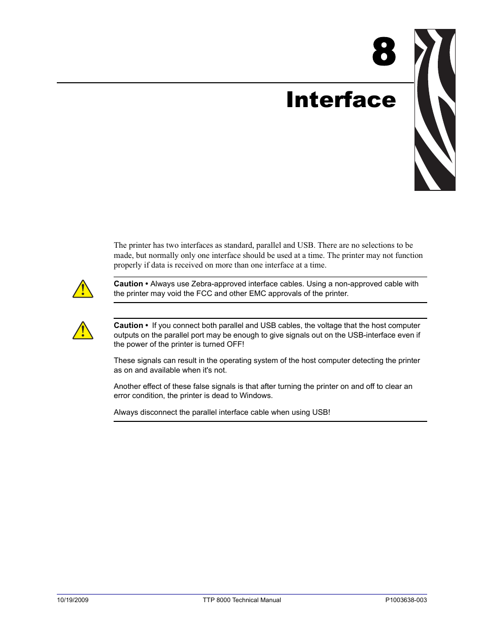 Interface, 8 • interface | Zebra Technologies TTP 8000 User Manual | Page 95 / 132
