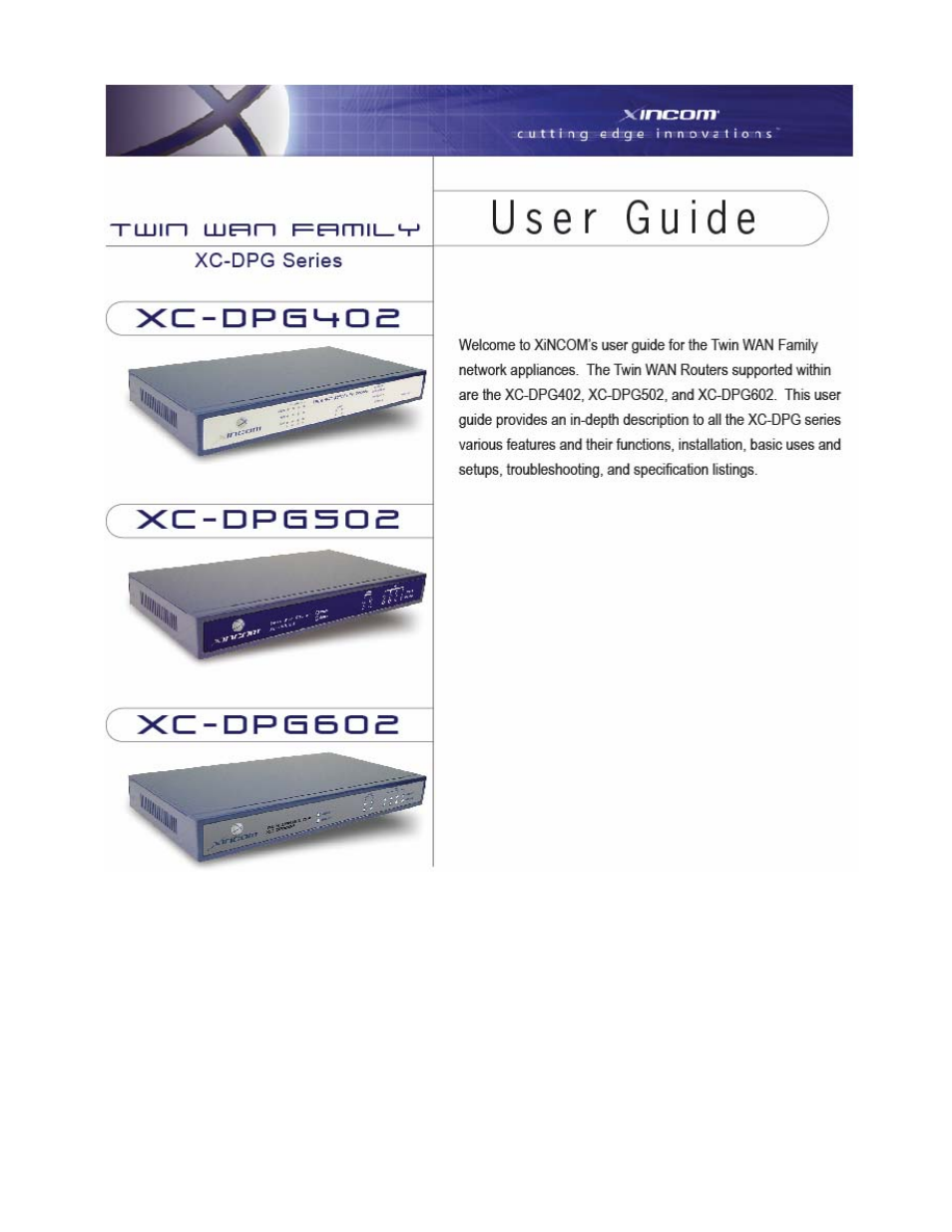 XiNCOM Twin WAN XC-DPG402 User Manual | 79 pages