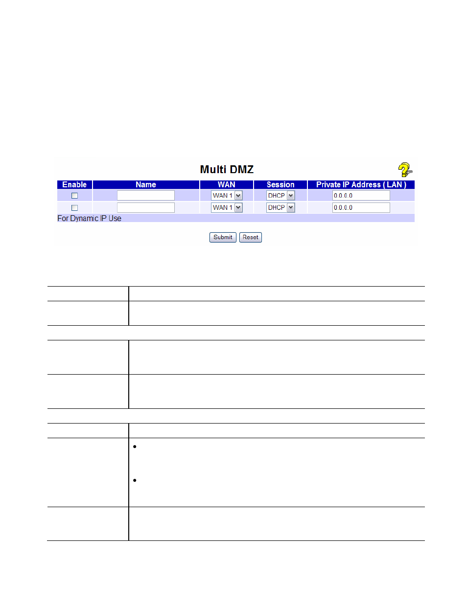 Multi dmz, Settings – multi dmz | XiNCOM Twin WAN XC-DPG402 User Manual | Page 44 / 79