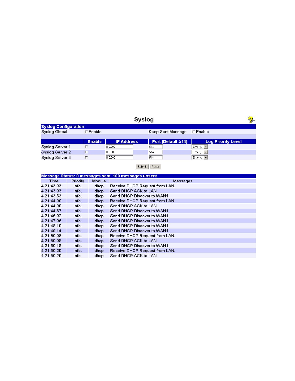 Syslog | XiNCOM Twin WAN XC-DPG402 User Manual | Page 48 / 79