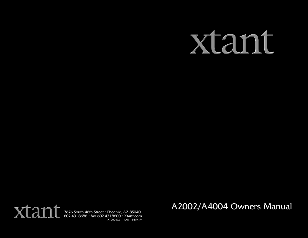 Xtant A4004 User Manual | 16 pages