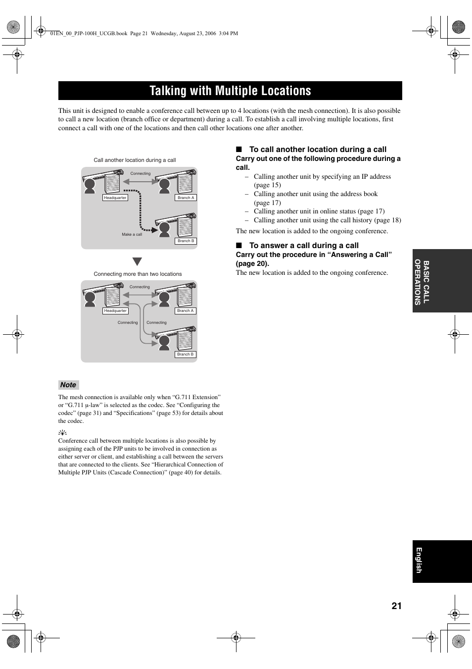 Talking with multiple locations | Yamaha PJP-100H User Manual | Page 25 / 59