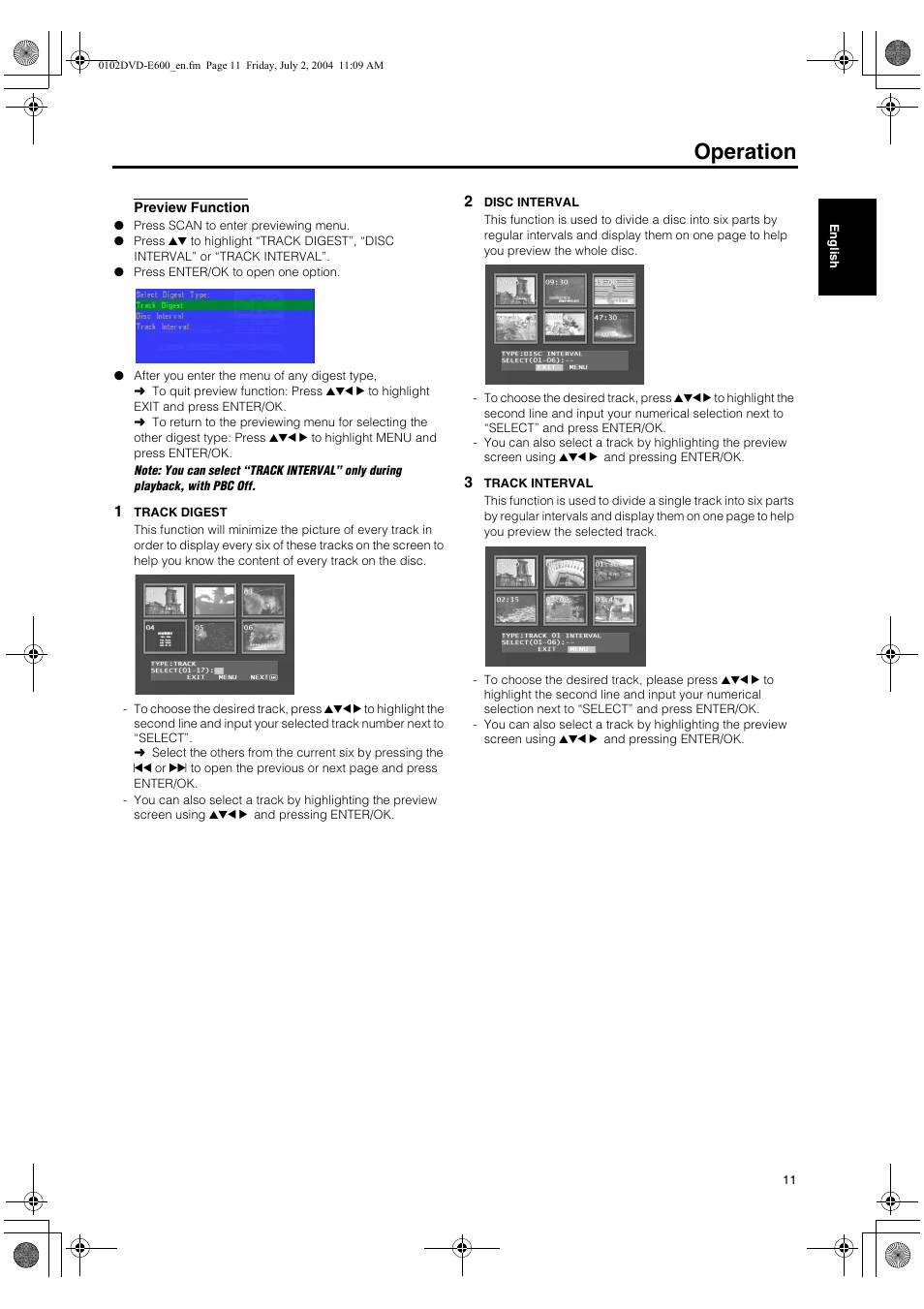 Preview function, Operation | Yamaha PIANO CRAFT DVD-E600 User Manual | Page 15 / 30