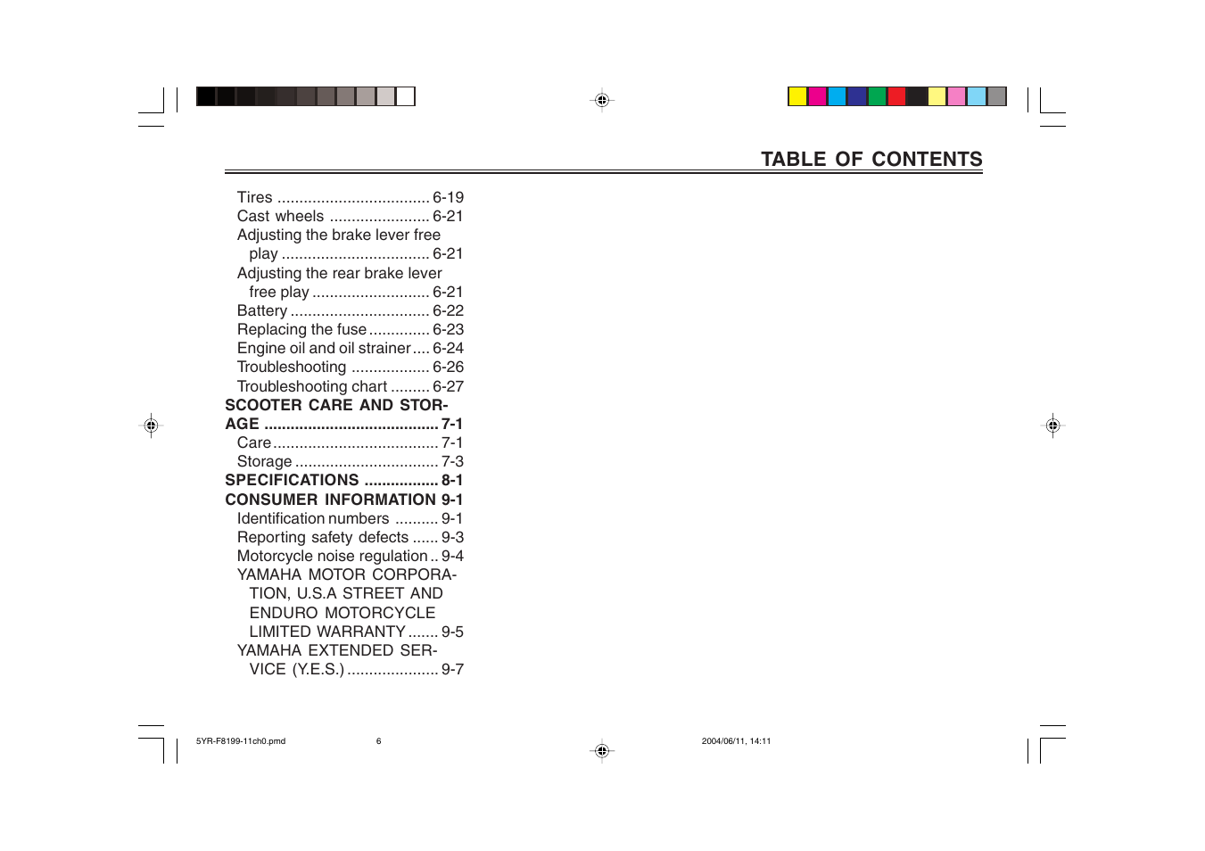 Yamaha YJ125T User Manual | Page 7 / 76