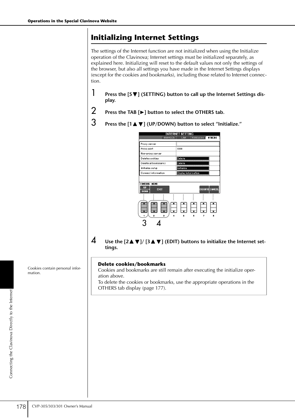 Initializing internet settings | Yamaha 303 User Manual | Page 178 / 220