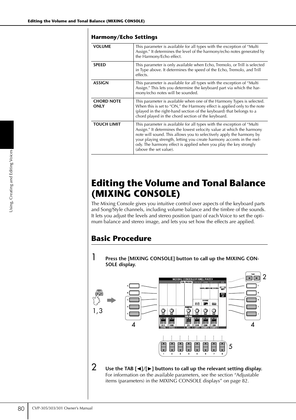 Basic procedure, P. 80 | Yamaha 303 User Manual | Page 80 / 220