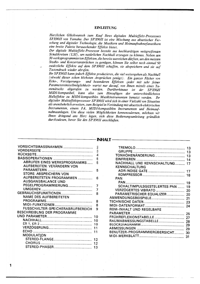 Einleitung | Yamaha SPX90 II User Manual | Page 68 / 101