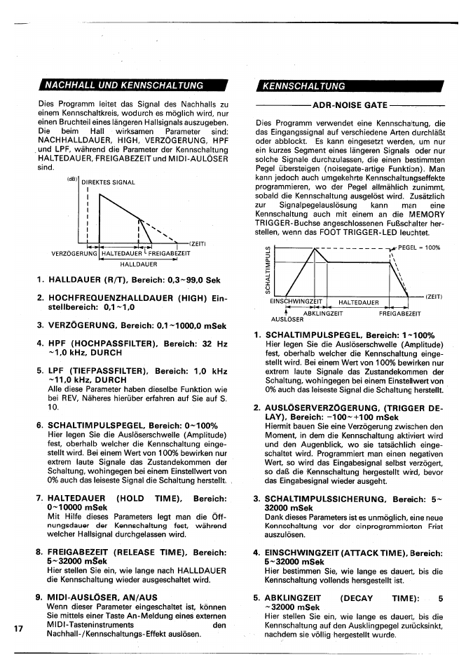 Nachhall und kennschaltung, Nachhäll und kennschaltung | Yamaha SPX90 II User Manual | Page 84 / 101