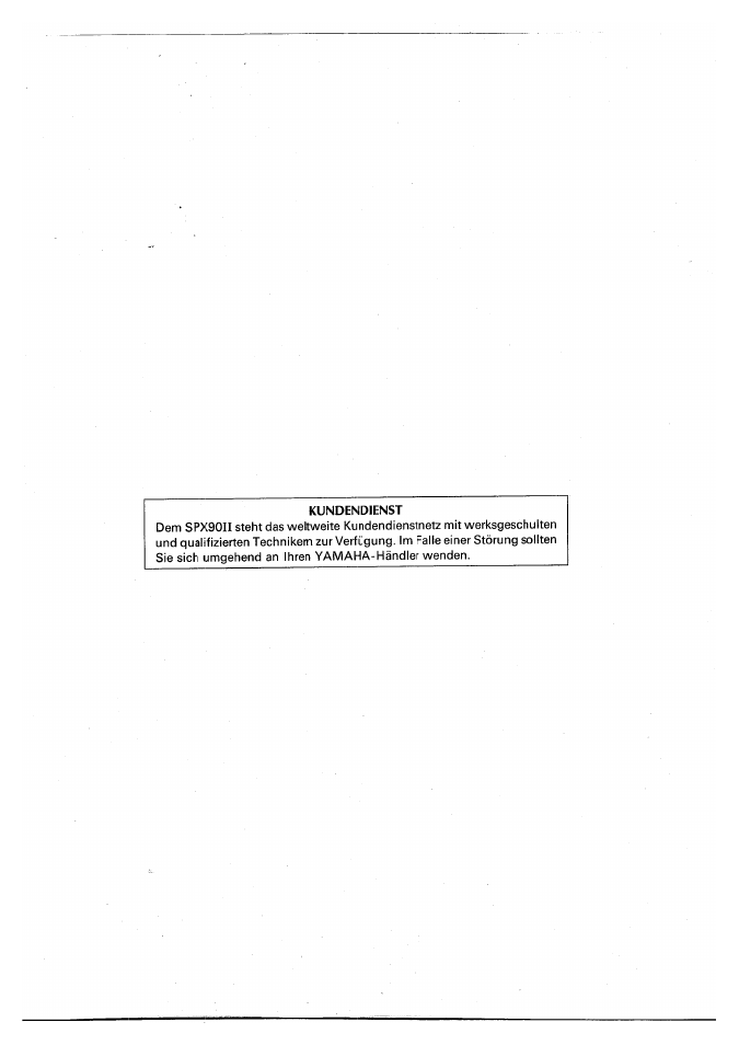 Kundendienst | Yamaha SPX90 II User Manual | Page 99 / 101