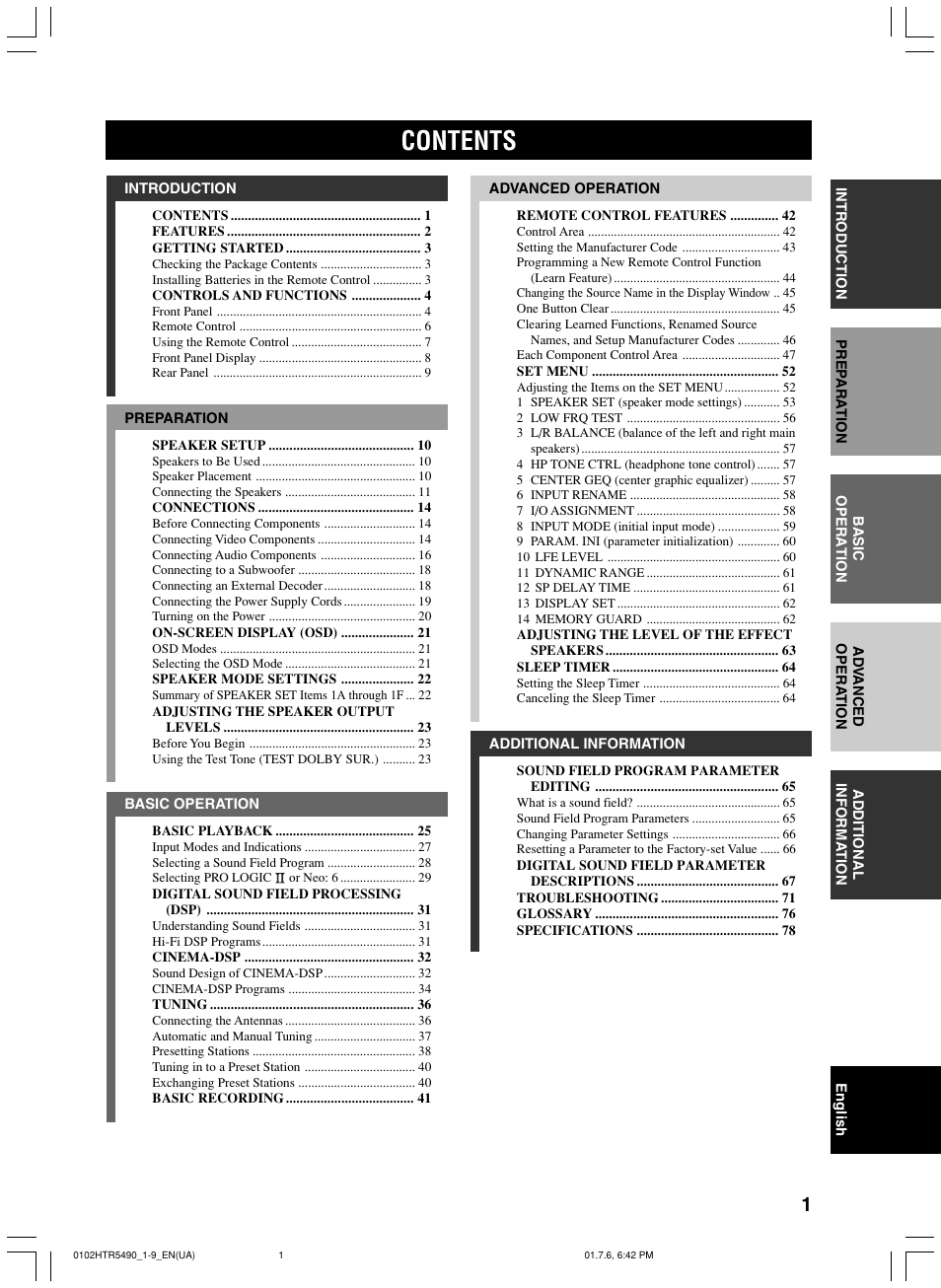 Yamaha HTR-5490 User Manual | Page 5 / 83