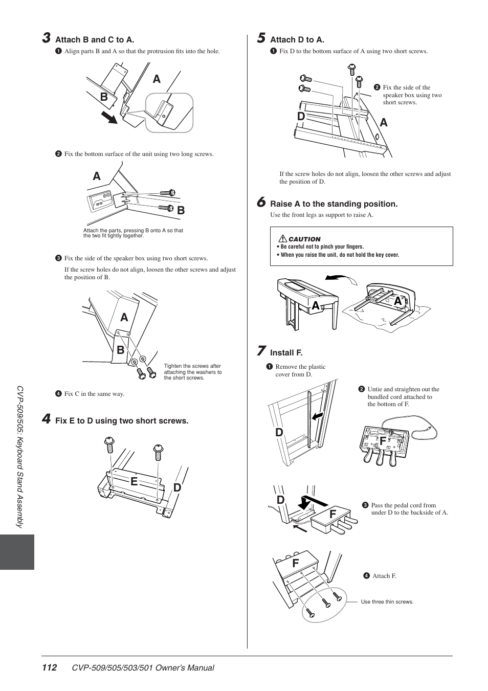 Ba a b, De e, Ad d | Df f | Yamaha CLAVINOVA CVP-505 User Manual | Page 112 / 138