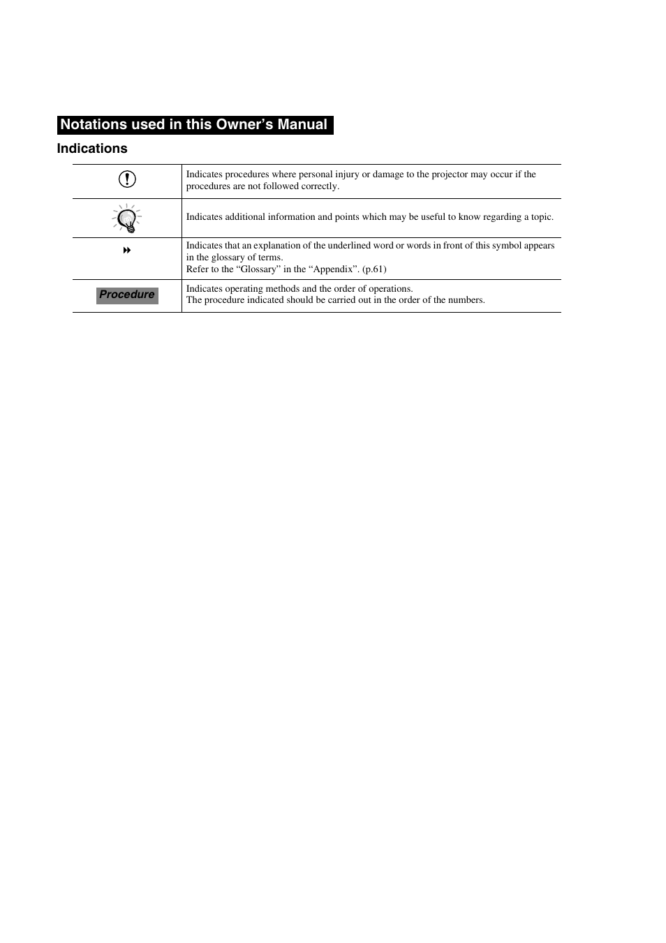 Notations used in this owner’s manual | Yamaha LPX-500 User Manual | Page 5 / 80
