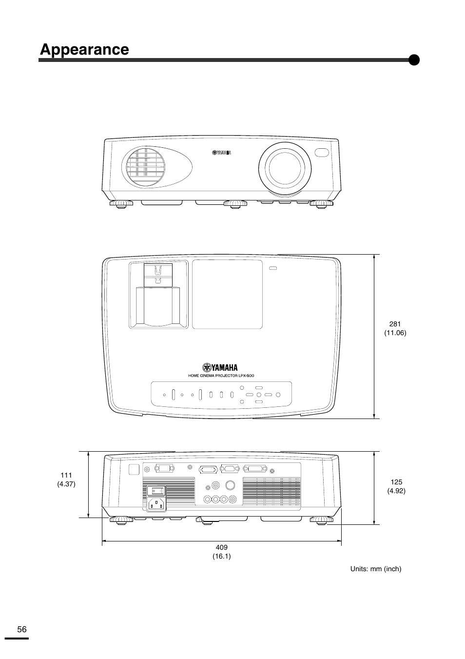 Appearance | Yamaha LPX-500 User Manual | Page 59 / 80