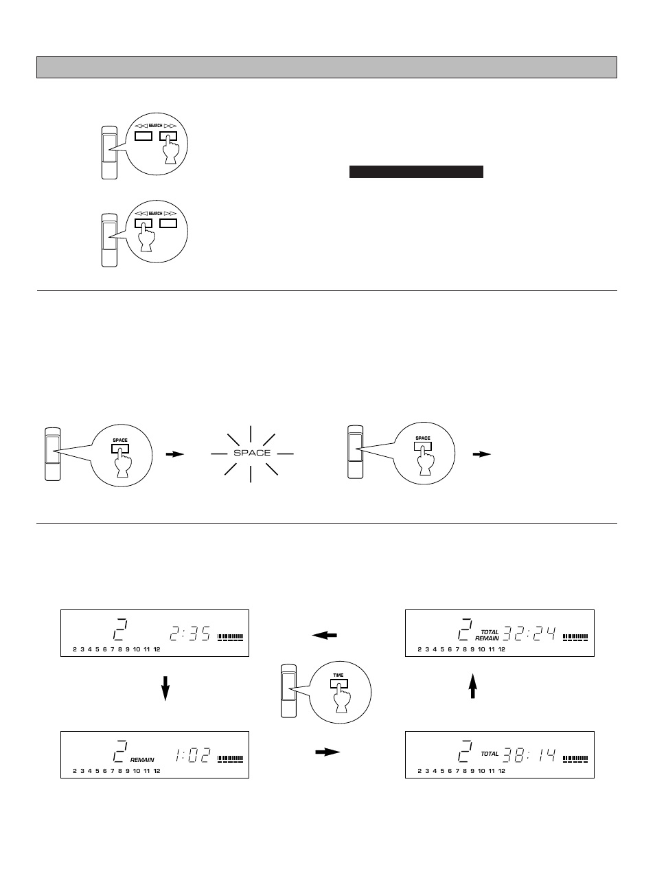 Automatic spacing, Selecting time displays | Yamaha CDX-480 User Manual | Page 10 / 22