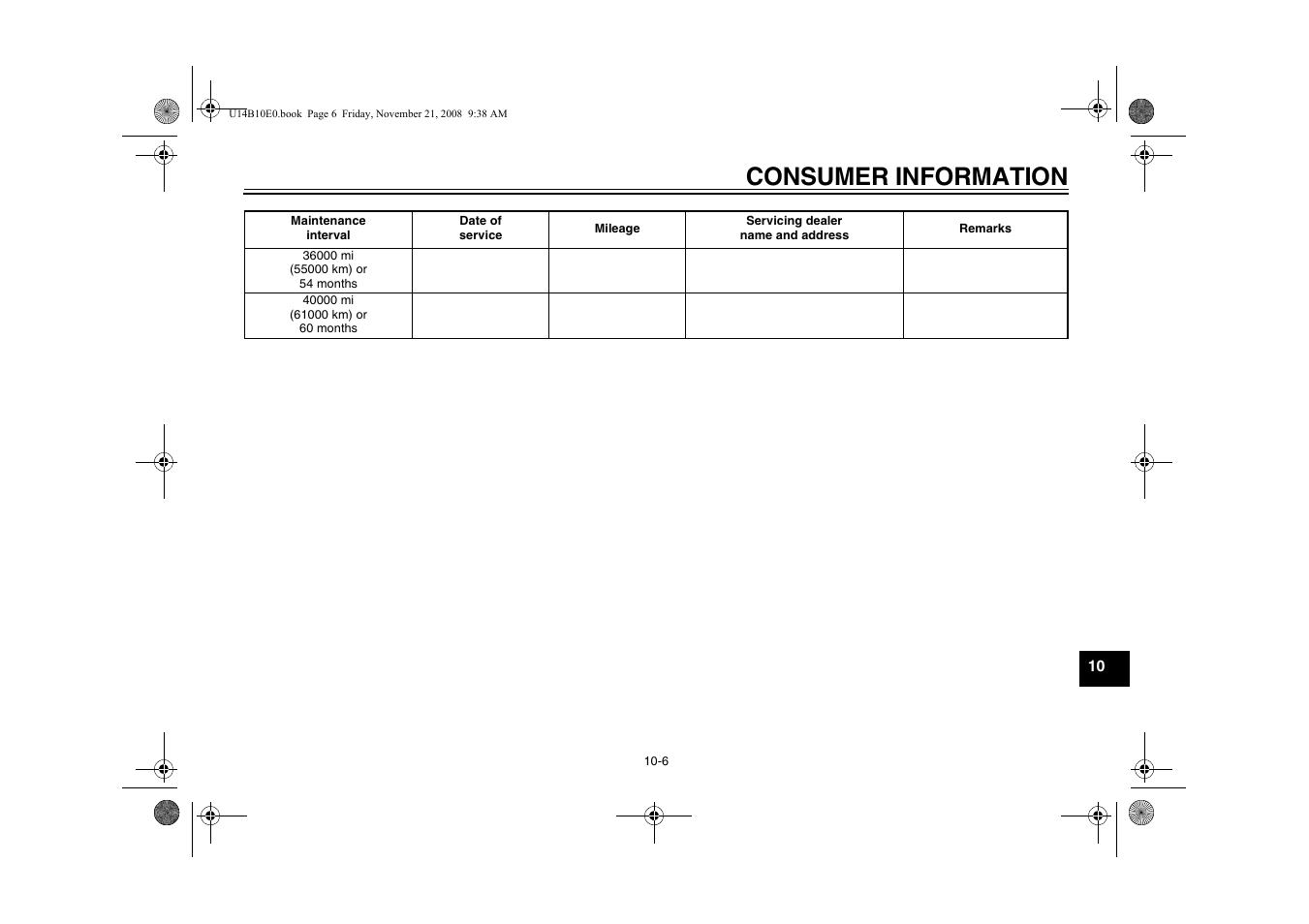 Consumer information | Yamaha YZFR1Y(C) User Manual | Page 113 / 122