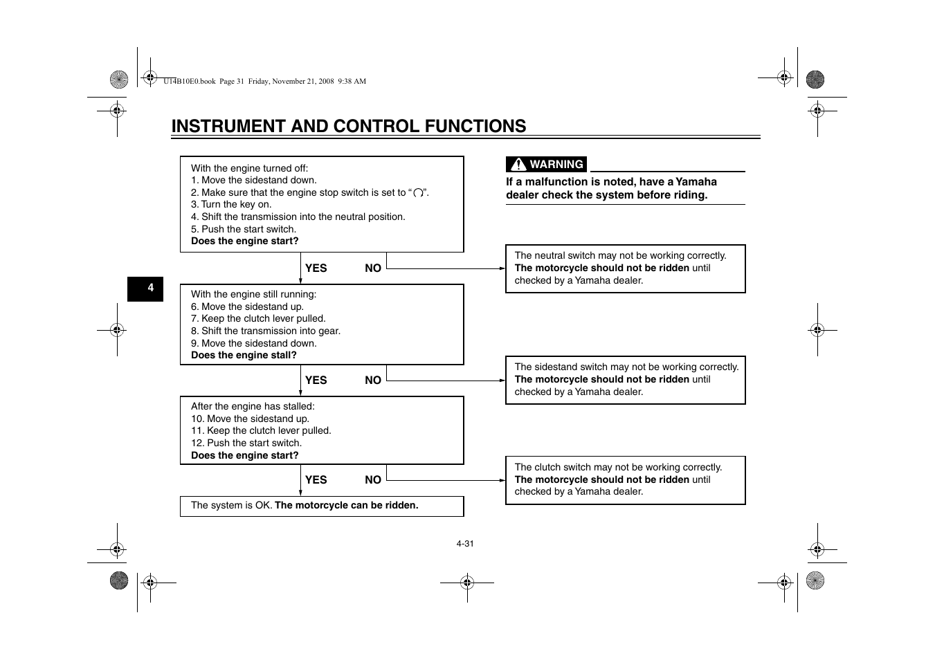Instrument and control functions | Yamaha YZFR1Y(C) User Manual | Page 48 / 122