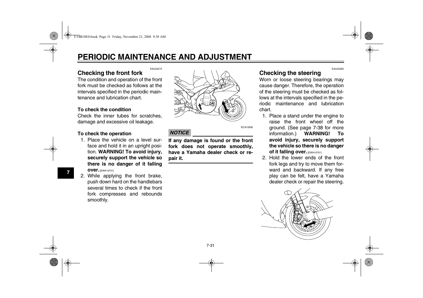 Periodic maintenance and adjustment | Yamaha YZFR1Y(C) User Manual | Page 86 / 122