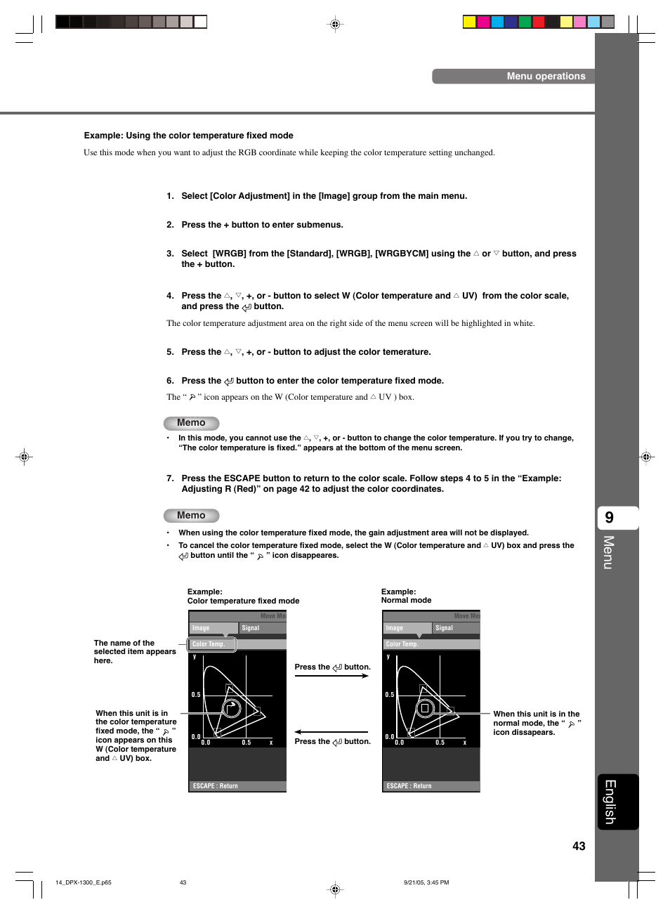 Menu, English | Yamaha DPX-1300 G User Manual | Page 45 / 67