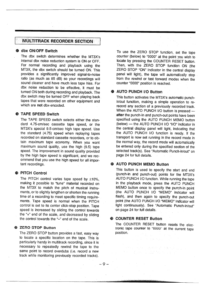 Multitrack recorder section | Yamaha MT3X User Manual | Page 10 / 92