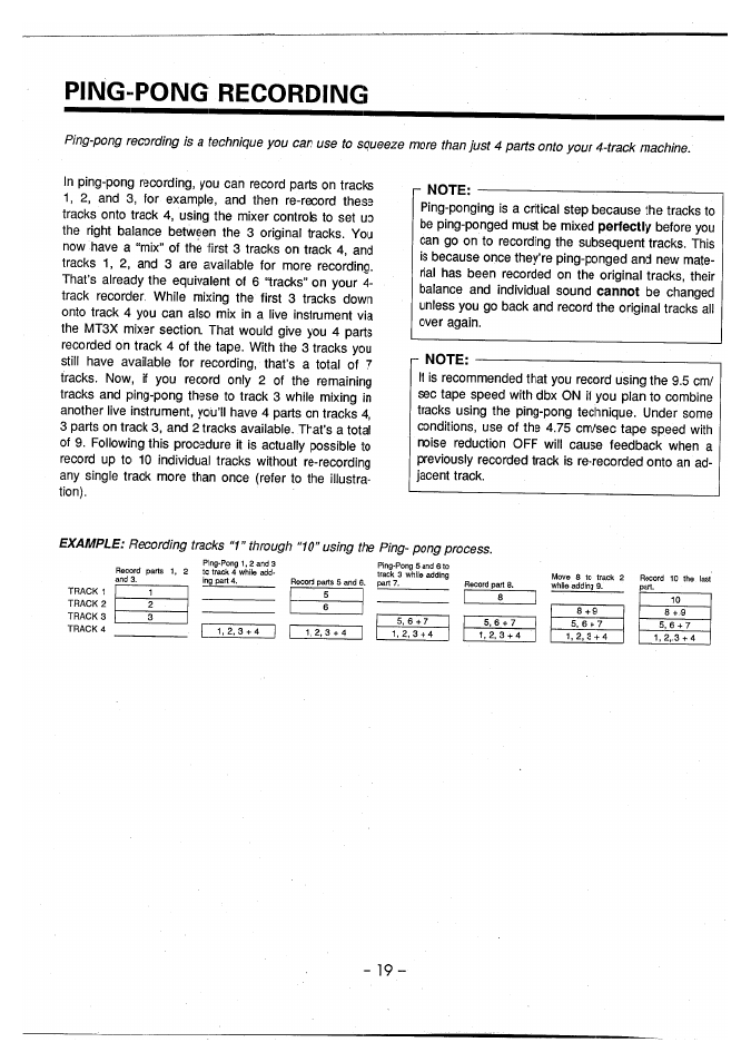 Ping-pong recording | Yamaha MT3X User Manual | Page 20 / 92