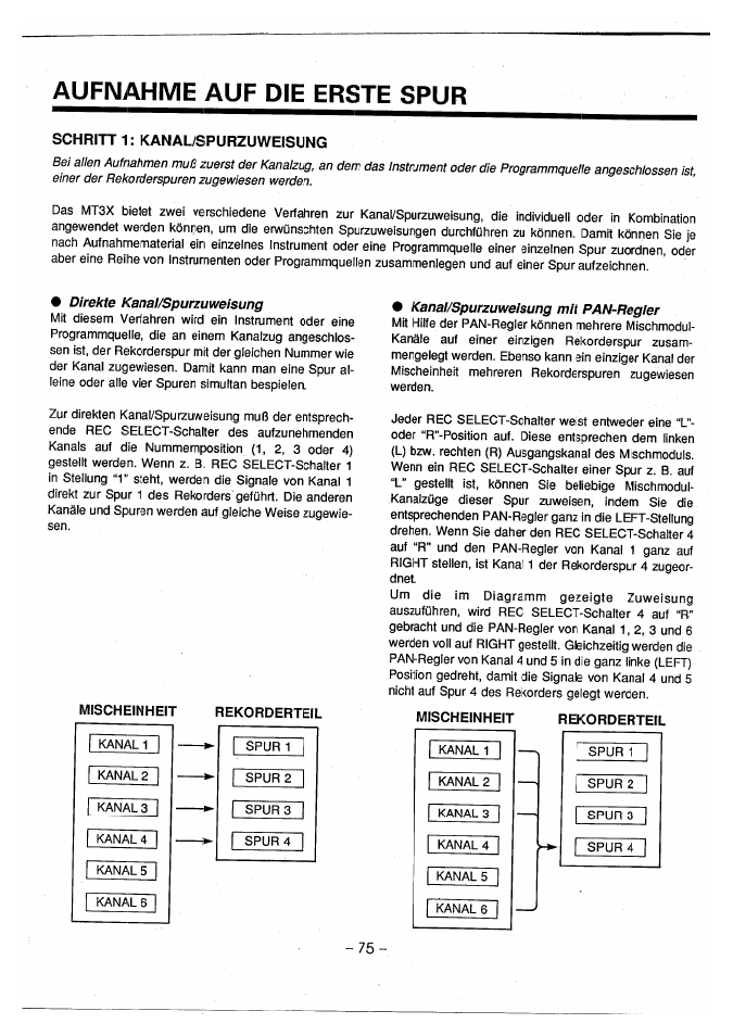 Aufnahme auf die erste spur | Yamaha MT3X User Manual | Page 76 / 92