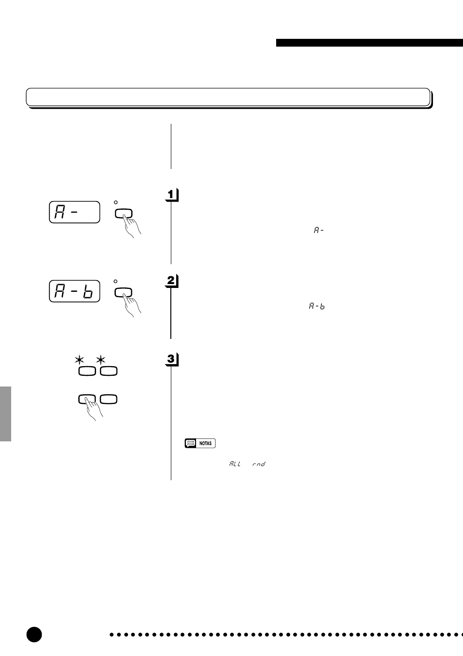 Reproducción de las canciones de demostración, Repetición a-b de canciones de piano, Especifique el principio (a) de la frase | Especifique el final (b) de la frase, Pare la reproducción | Yamaha CLP-820S User Manual | Page 14 / 72