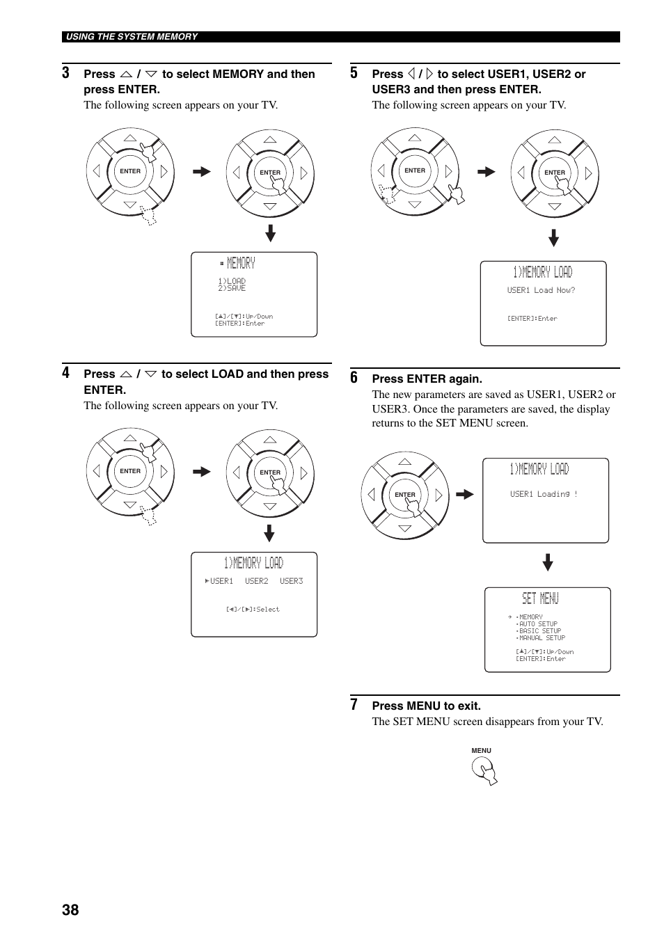 Set menu | Yamaha YSP-1000 User Manual | Page 42 / 106