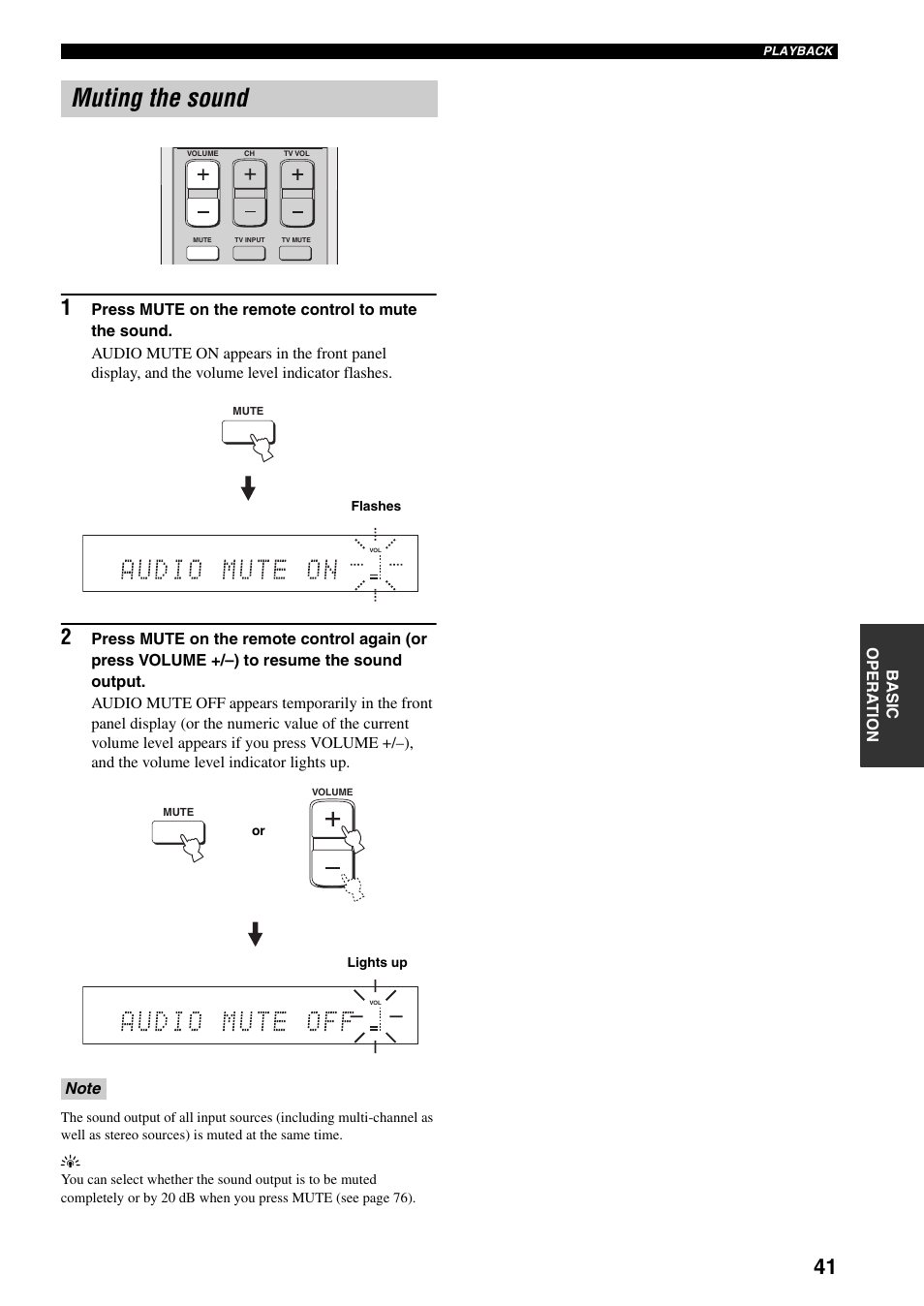 Muting the sound | Yamaha YSP-1000 User Manual | Page 45 / 106