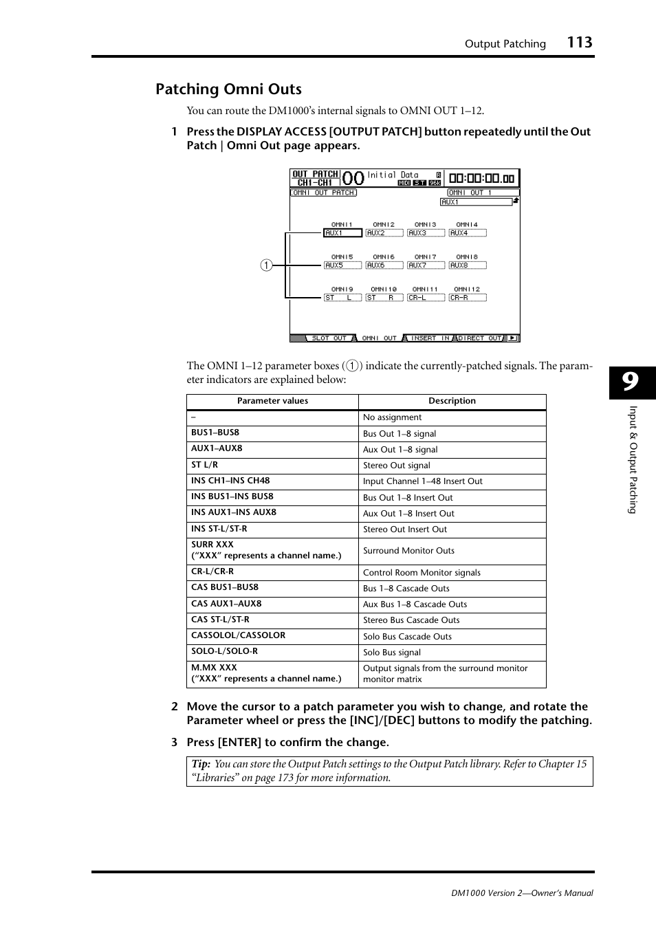 Patching omni outs | Yamaha 006IPTO-F0 User Manual | Page 113 / 388