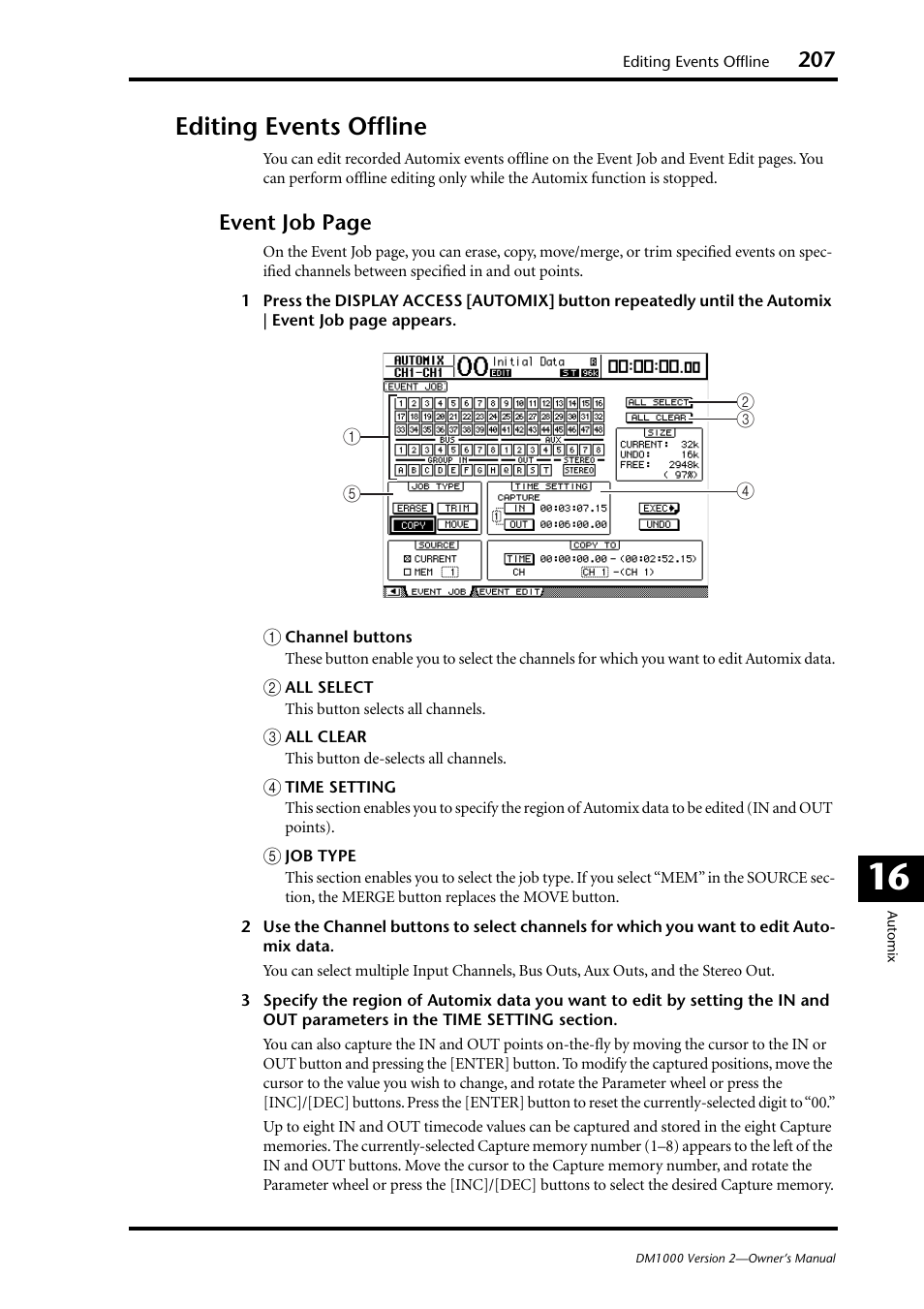 Editing events offline, Event job page | Yamaha 006IPTO-F0 User Manual | Page 207 / 388