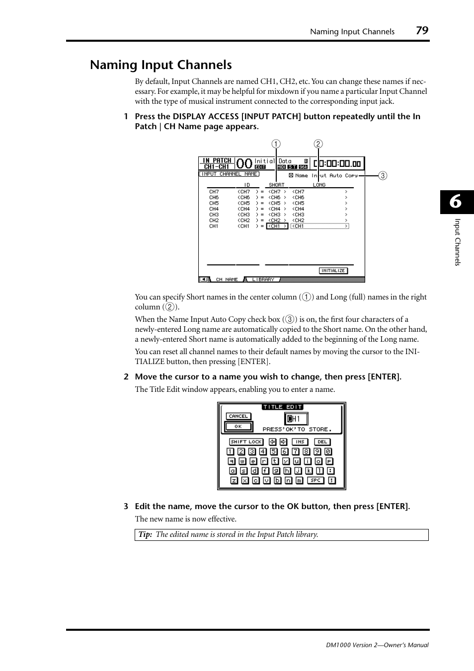 Naming input channels | Yamaha 006IPTO-F0 User Manual | Page 79 / 388