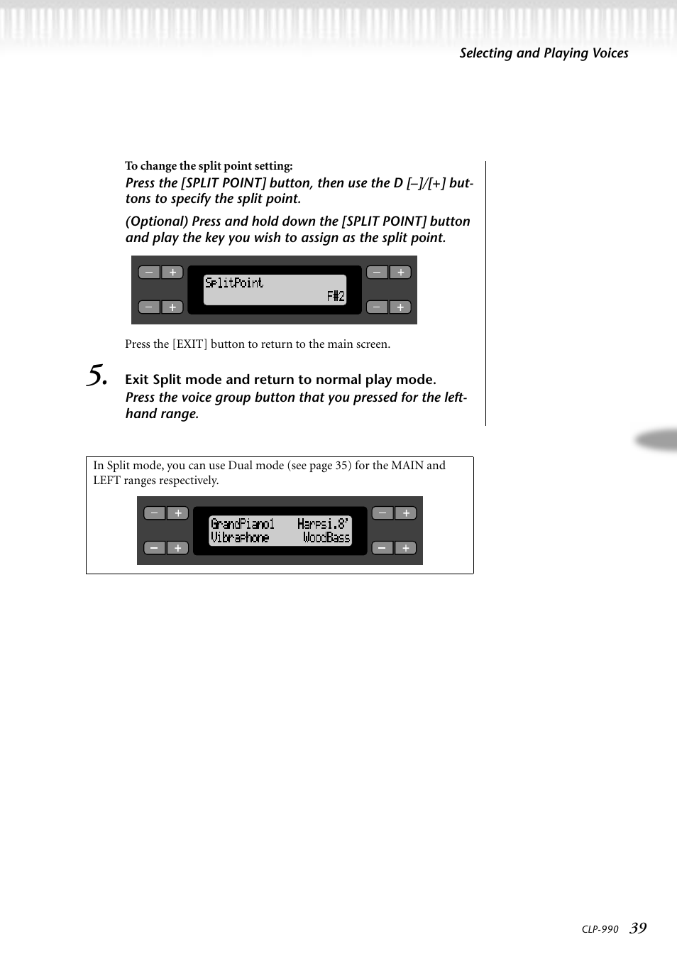 Selecting and playing voices | Yamaha CLP-990M  EN User Manual | Page 39 / 111