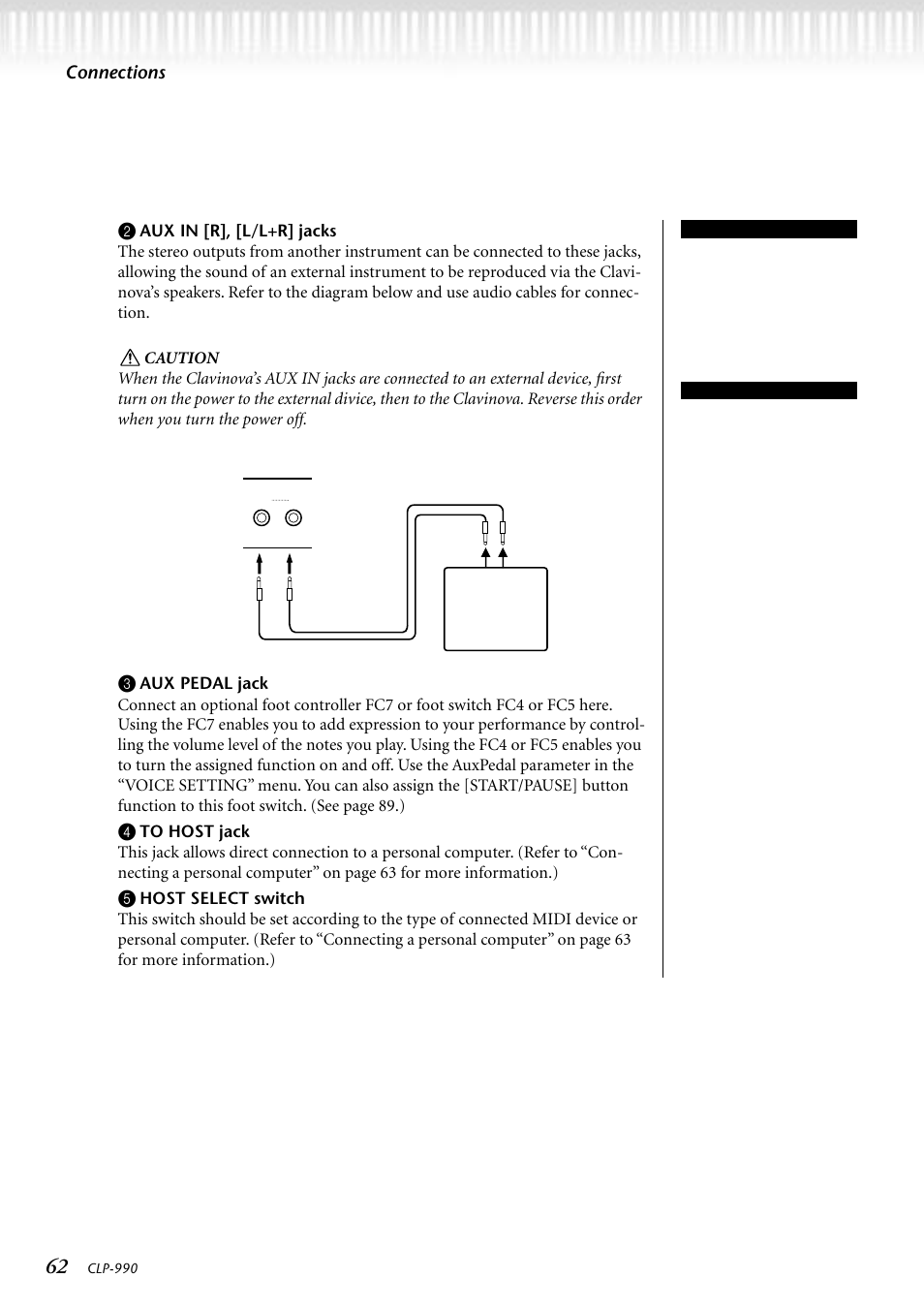 Connections | Yamaha CLP-990M  EN User Manual | Page 62 / 111