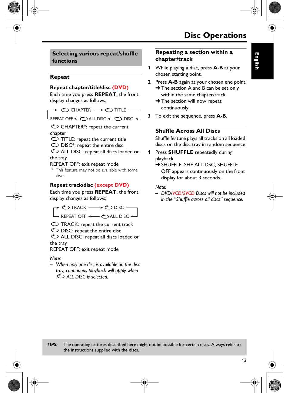 Disc operations | Yamaha DVD-C750 User Manual | Page 17 / 40