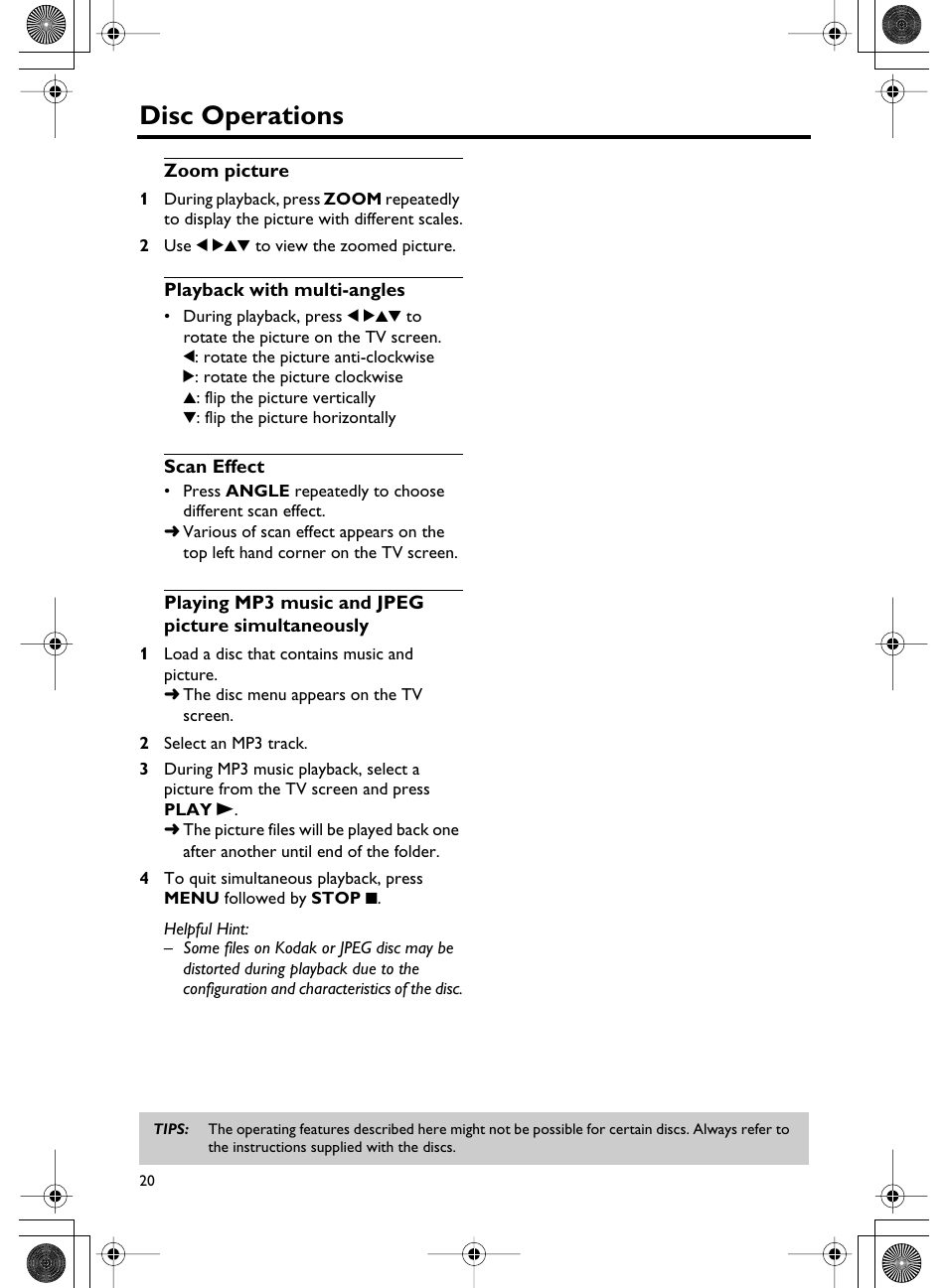 Disc operations | Yamaha DVD-C750 User Manual | Page 24 / 40