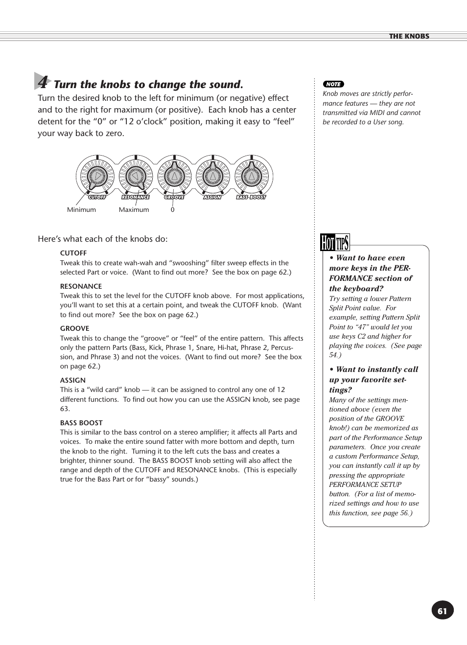 Turn the knobs to change the sound | Yamaha DJX User Manual | Page 61 / 120
