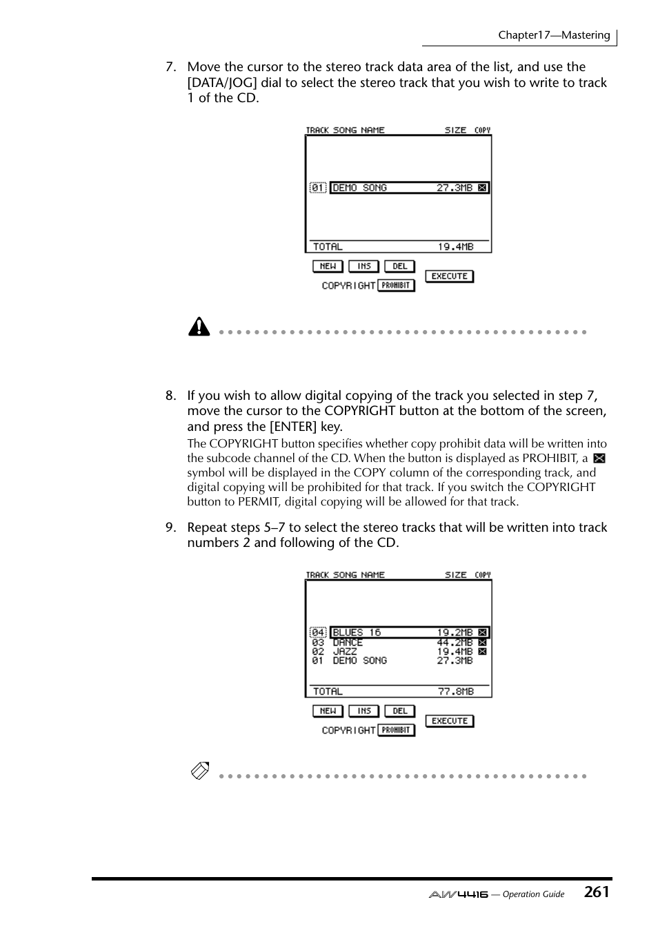 Yamaha Professional Audio Workstation AW4416 User Manual | Page 276 / 507