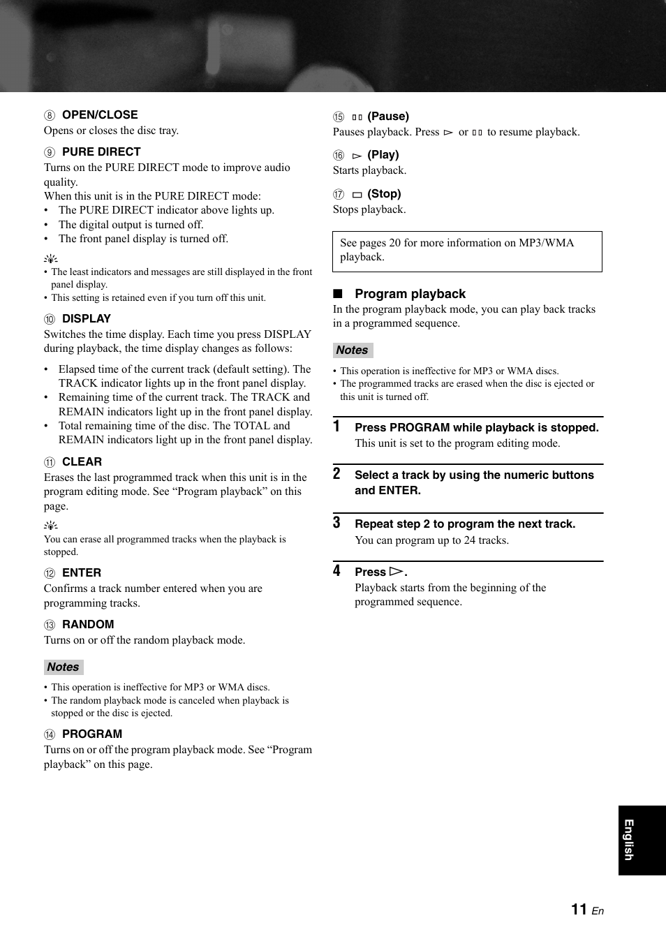 Yamaha CD-S2000 User Manual | Page 11 / 29