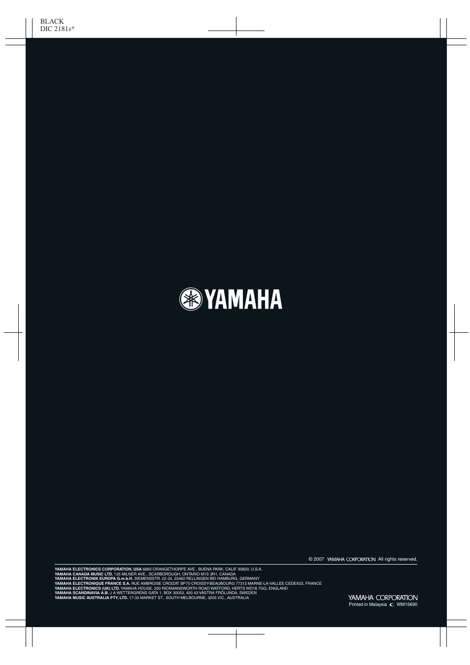 Black dic 2181s | Yamaha CD-S2000 User Manual | Page 22 / 29