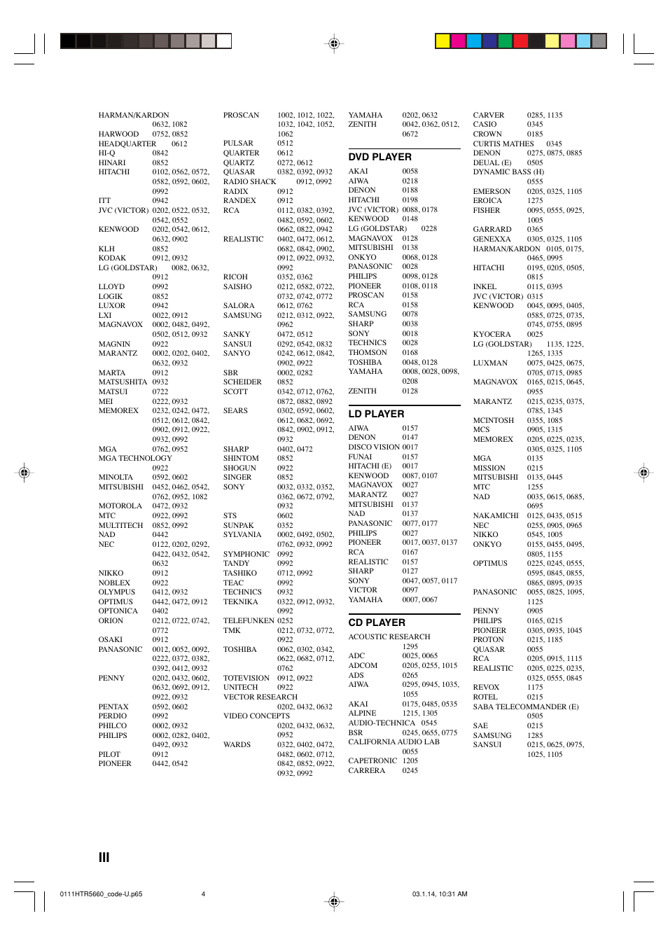 Yamaha HTR-5660 User Manual | Page 66 / 68
