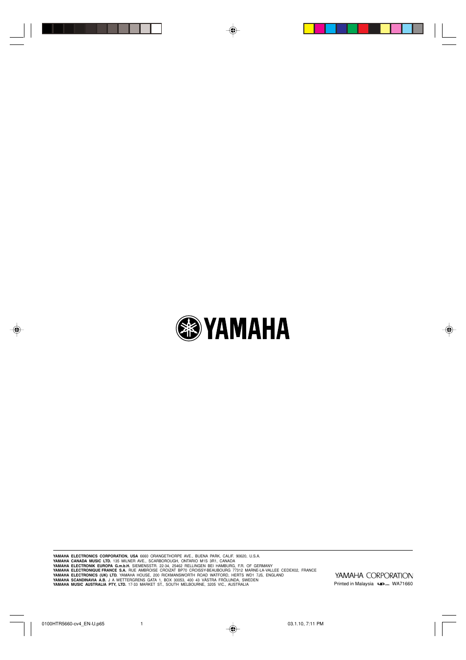 Yamaha HTR-5660 User Manual | Page 68 / 68