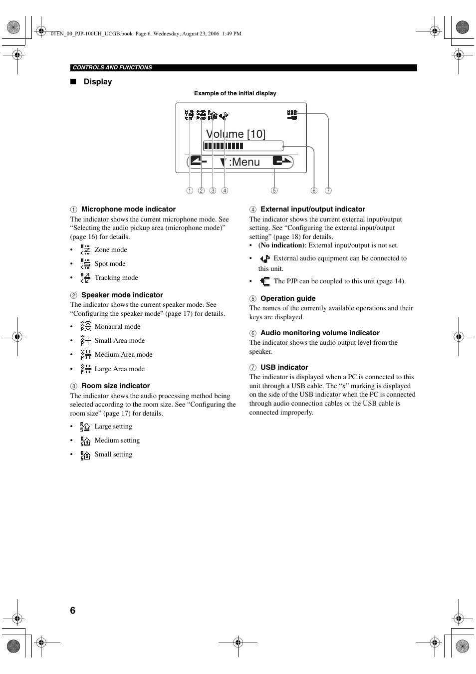 Menu volume [10 | Yamaha PJP-100UH User Manual | Page 10 / 29