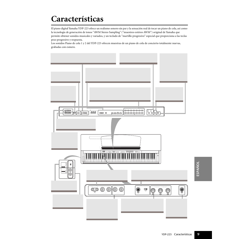 Características | Yamaha Digital piano YDP-223 User Manual | Page 9 / 72