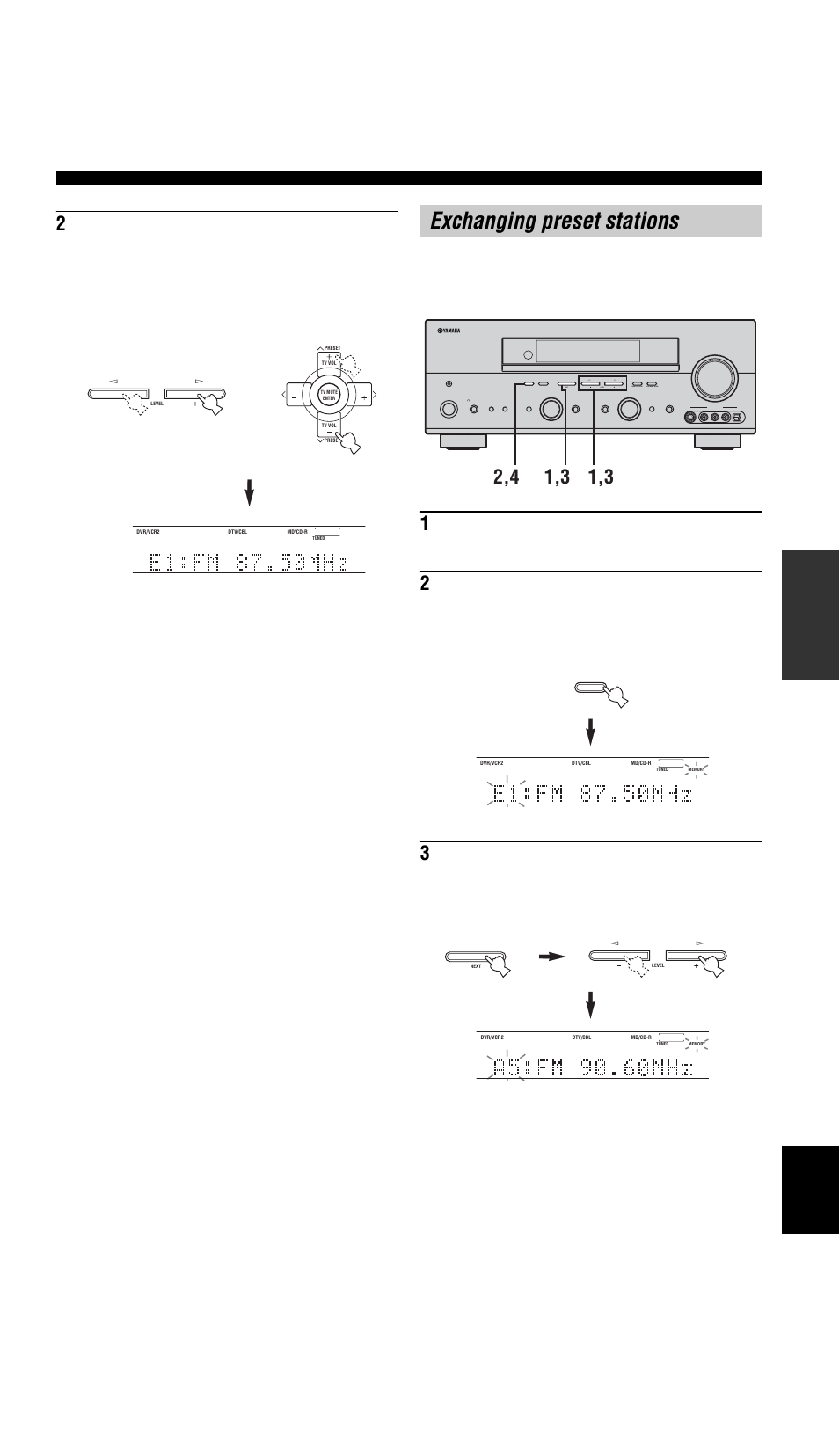 Exchanging preset stations | Yamaha RX-V757 User Manual | Page 45 / 97