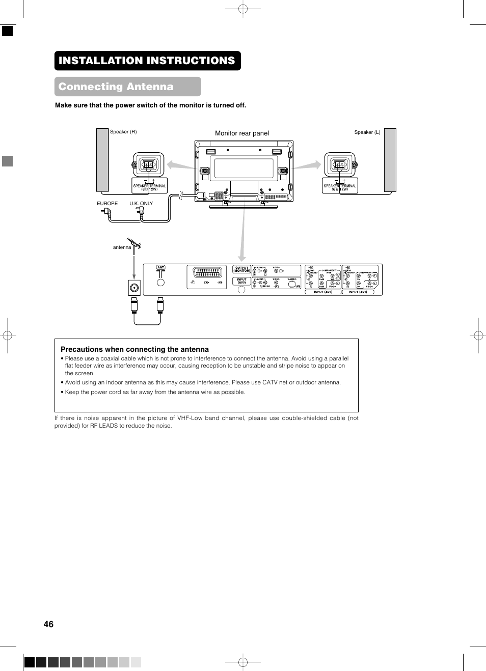 Installation instructions connecting antenna | Yamaha PDM-4210E User Manual | Page 47 / 58