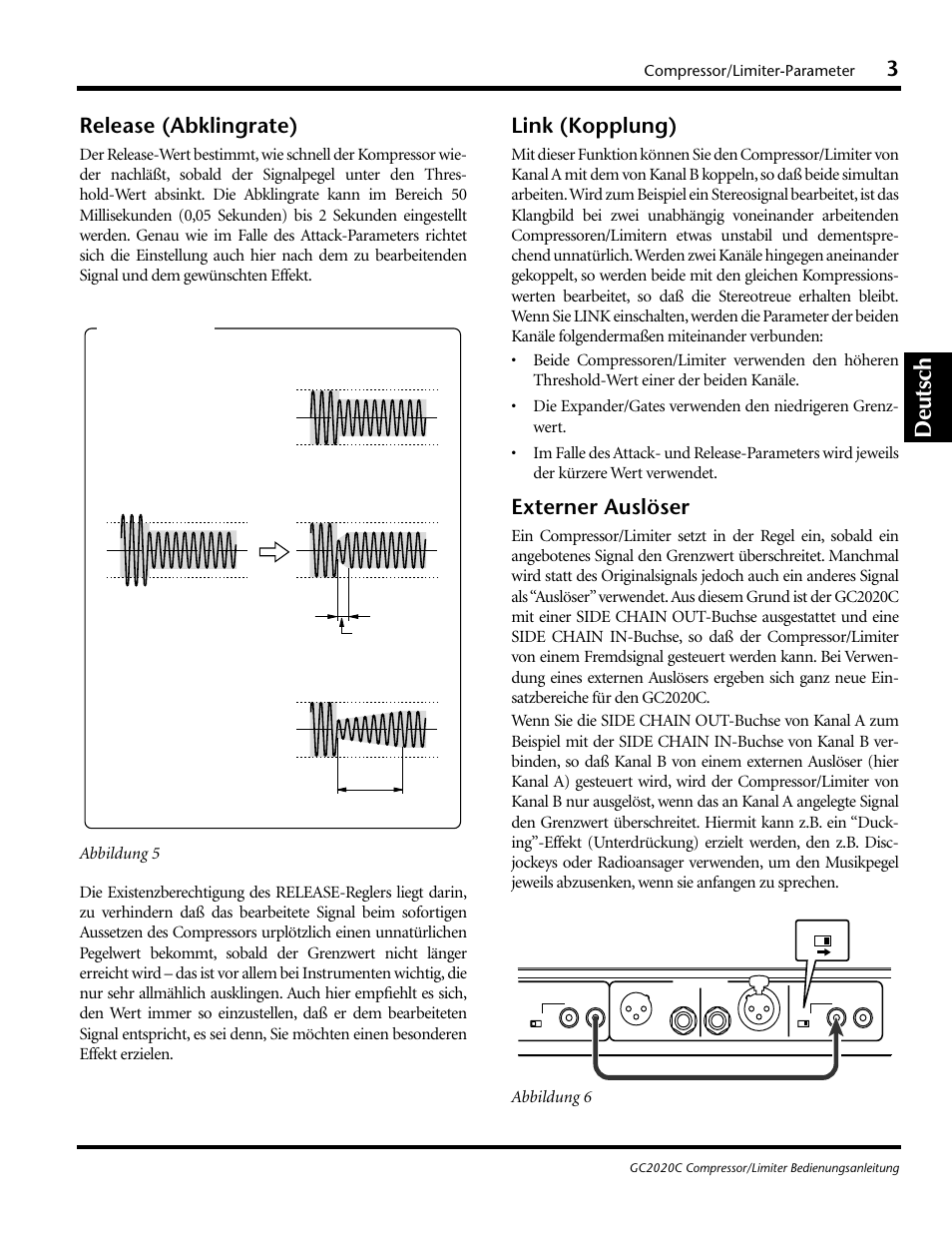 Deutsch, Release (abklingrate), Link (kopplung) | Externer auslöser | Yamaha GC2020C User Manual | Page 30 / 50