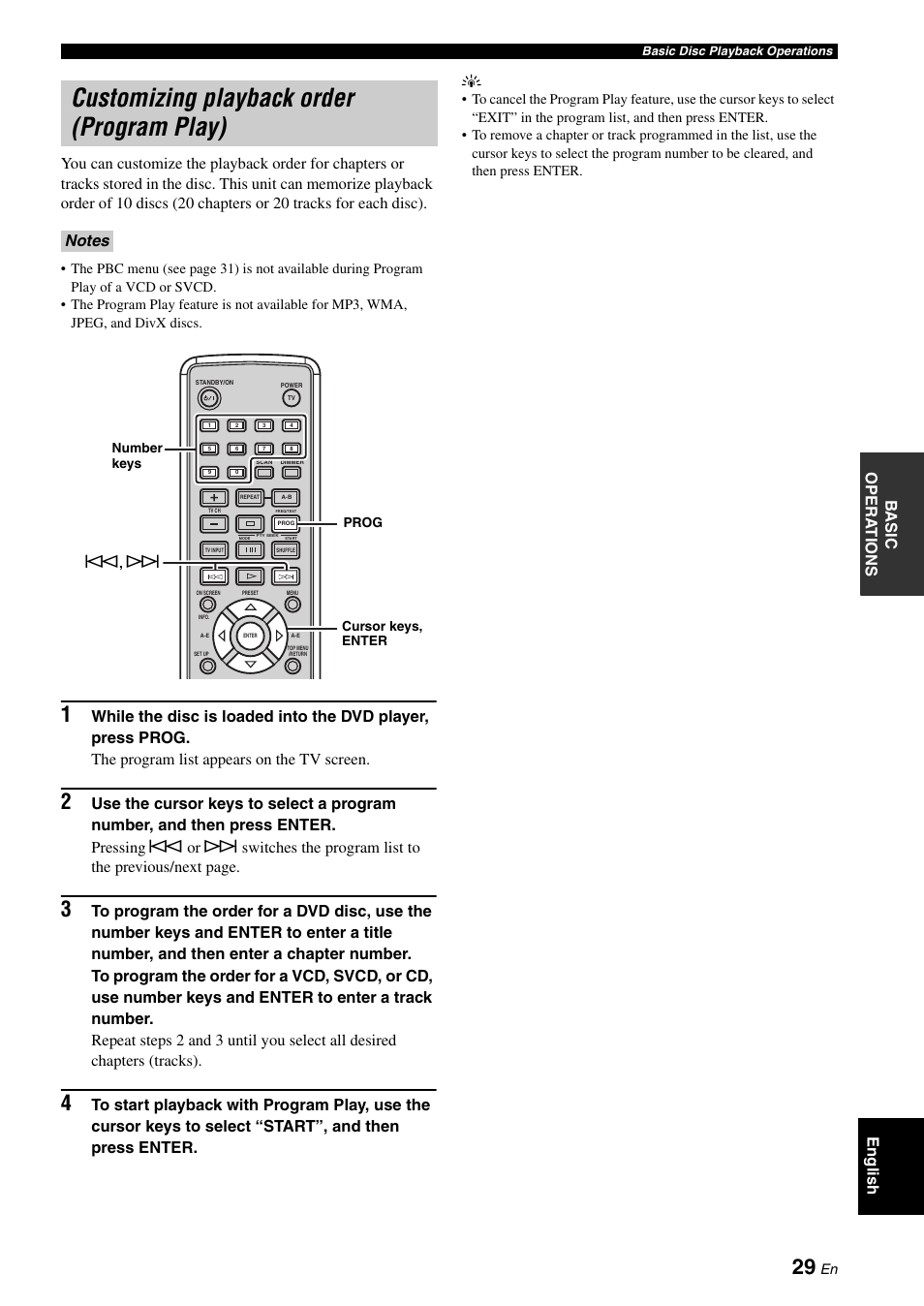 Customizing playback order (program play) | Yamaha E810 User Manual | Page 33 / 74