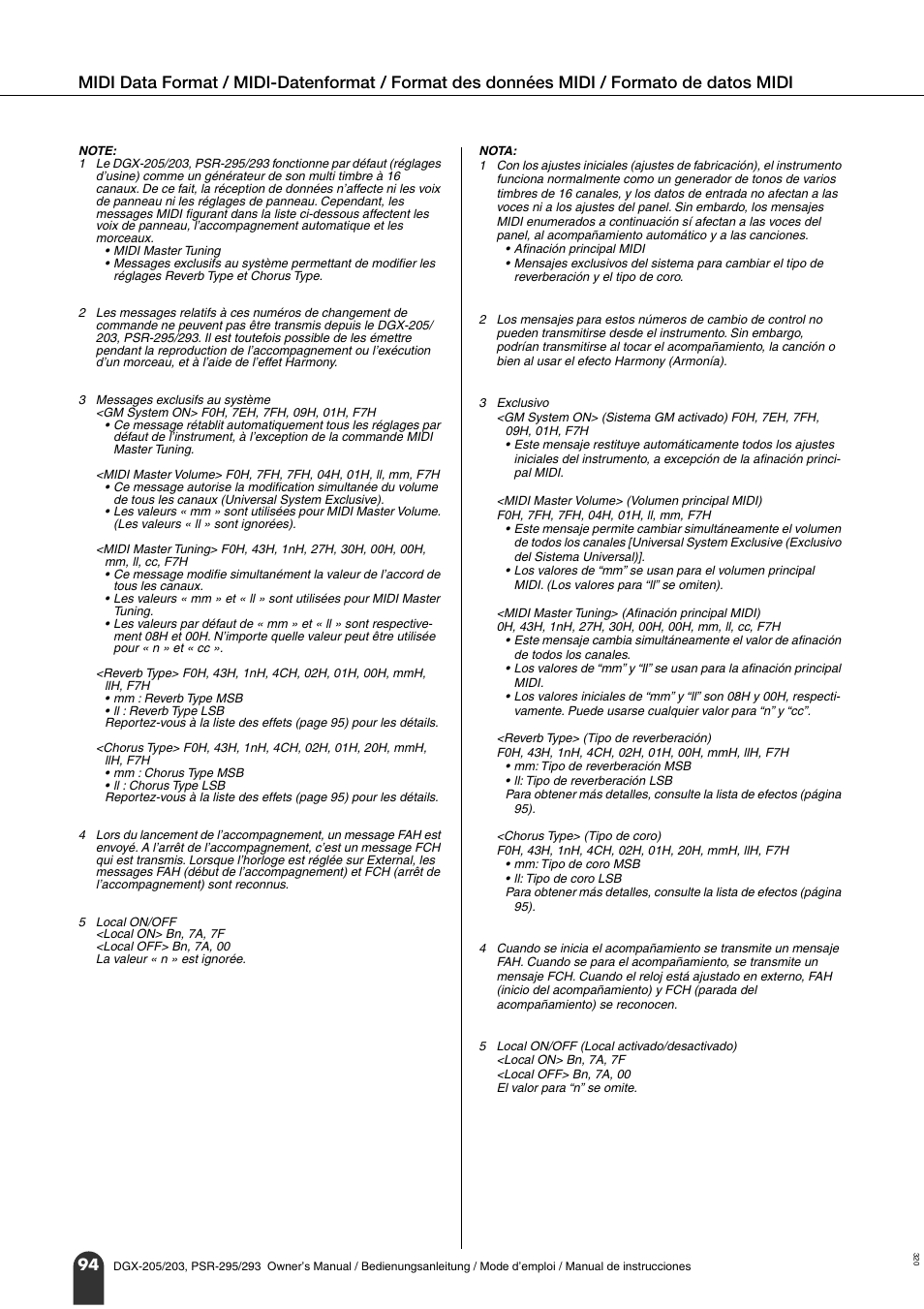 Yamaha PORTATONE PSR-295 User Manual | Page 94 / 98